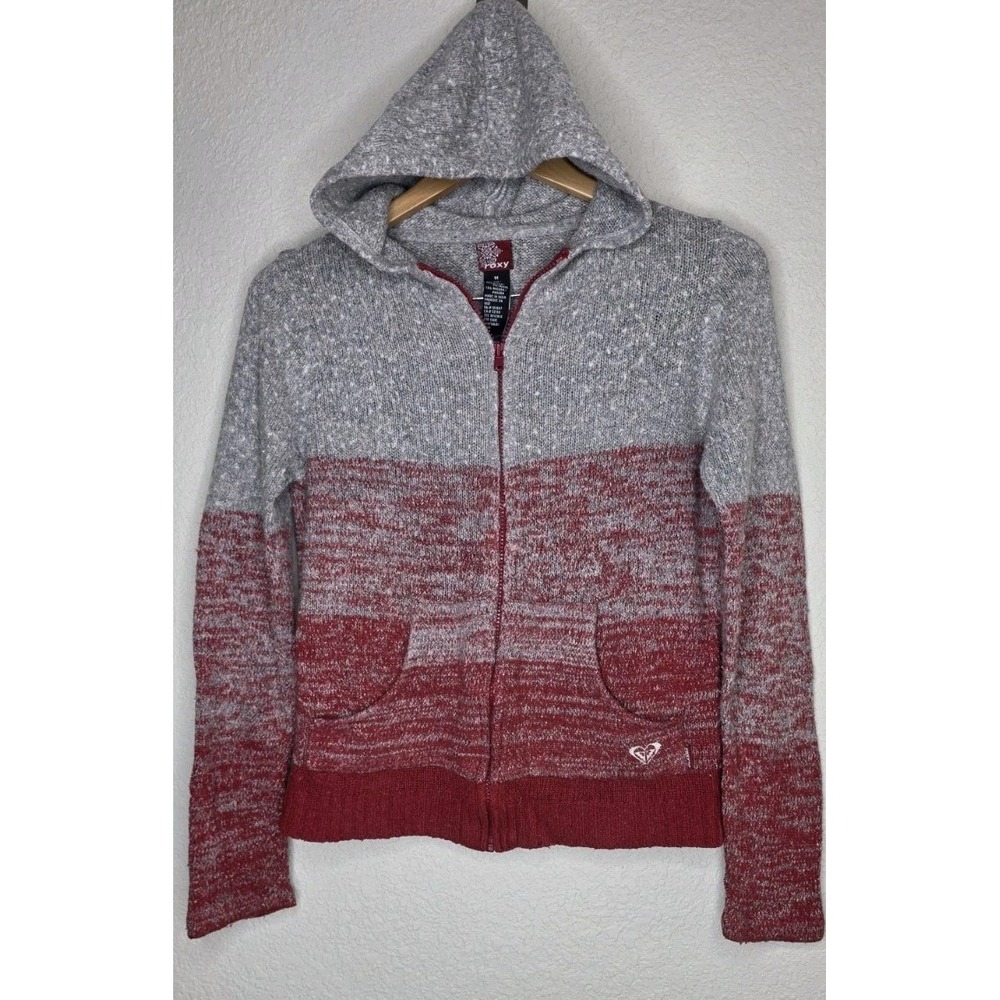 Vintage Roxy Zip Jacket Silk Angora Blend Surf Cali Skate Grunge Woman M Knit